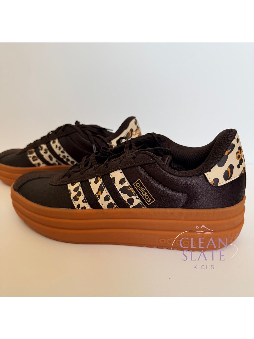 Adidas VL Court Bold W KI3335 Brown Leopard Platform Sneaker Womens 9.5 NWT